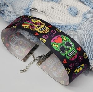 SALE/  Skull Heart Colorful CHOKER Mexico Frida Khalo Style Necklace